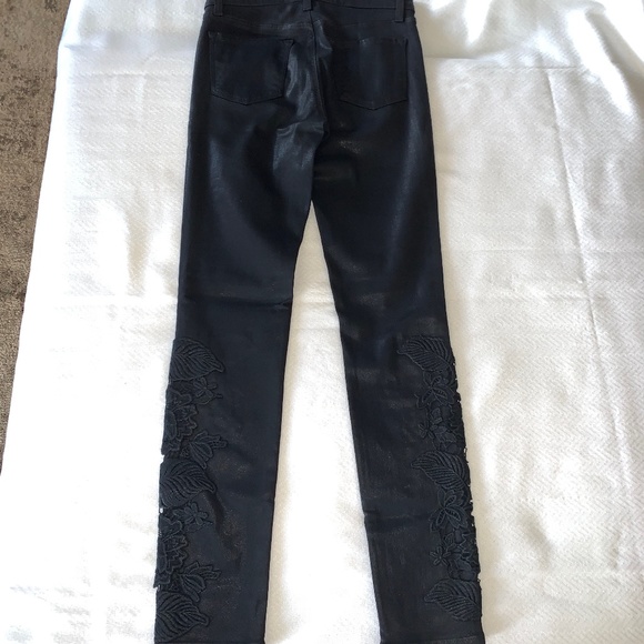 J Brand Mid Rise Skinny Coated Black Lace Jeans, Size 25 (Rare) - Picture 16 of 16